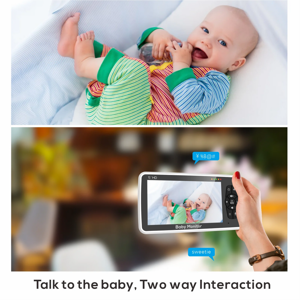 5" Video Baby Monitor with Camera – 4x Zoom, 22Hr Battery, 2-Way Audio & Temperature Sensor