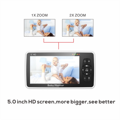5" Video Baby Monitor with Camera – 4x Zoom, 22Hr Battery, 2-Way Audio & Temperature Sensor