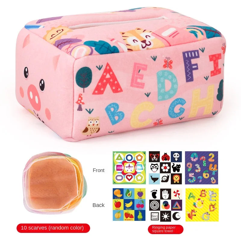 Baby Montessori Tissue Box Toy – Sensory Activity Busy Board for Infants