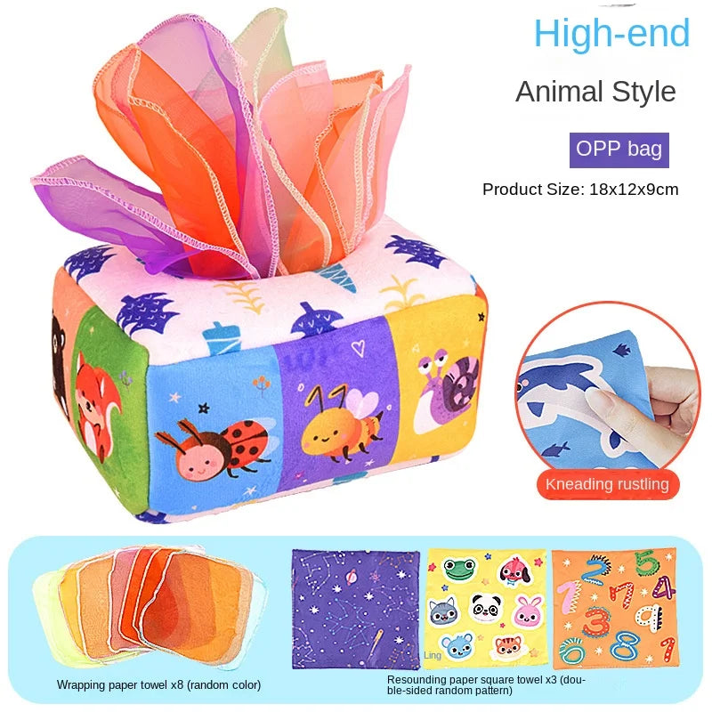 Baby Montessori Tissue Box Toy – Sensory Activity Busy Board for Infants