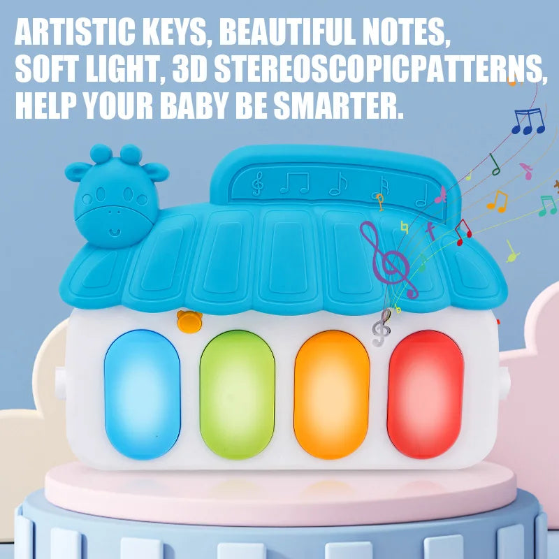 Baby Music Activity Play Mat – Newborn Gym Rug with Piano Pedals & Hanging Toys