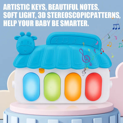 Baby Music Activity Play Mat – Newborn Gym Rug with Piano Pedals & Hanging Toys
