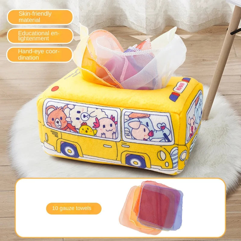 Baby Montessori Tissue Box Toy – Sensory Activity Busy Board for Infants