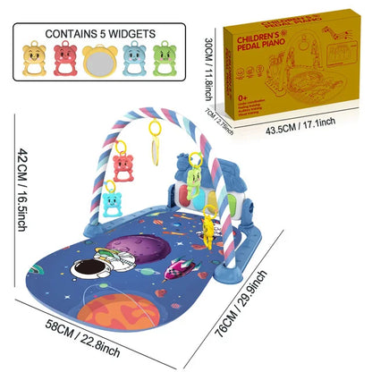 Baby Music Activity Play Mat – Newborn Gym Rug with Piano Pedals & Hanging Toys
