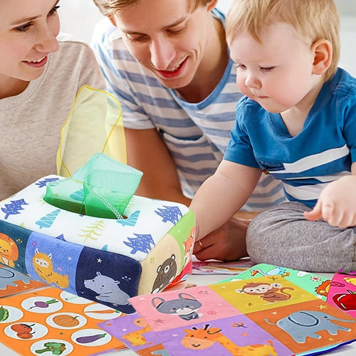 Baby Montessori Tissue Box Toy – Sensory Activity Busy Board for Infants