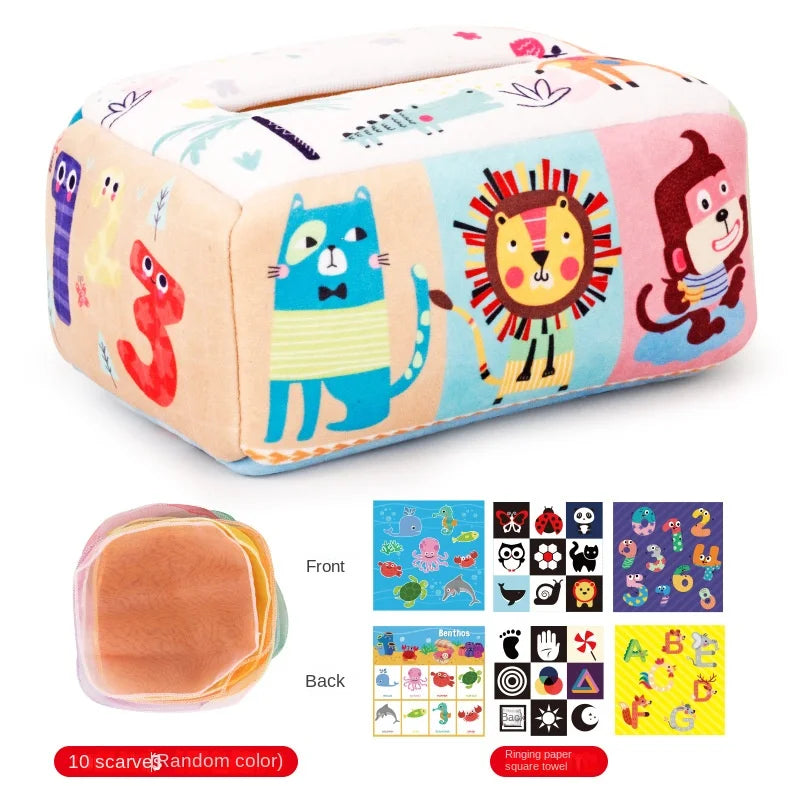 Baby Montessori Tissue Box Toy – Sensory Activity Busy Board for Infants