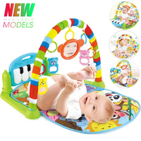 Baby Music Activity Play Mat – Newborn Gym Rug with Piano Pedals & Hanging Toys
