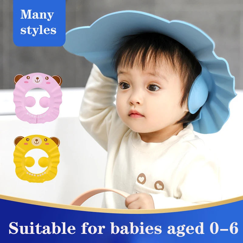 Baby Shower Soft Cap Hat for Kids Ear Protection Shampoo Bathing Shower Protect Head Cover