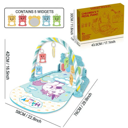 Baby Music Activity Play Mat – Newborn Gym Rug with Piano Pedals & Hanging Toys
