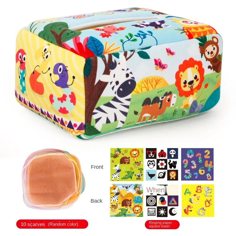 Baby Montessori Tissue Box Toy – Sensory Activity Busy Board for Infants